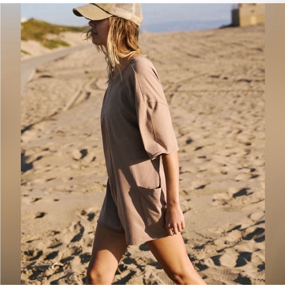 Free People! FP Movement Hot Shot Tee Romper In Mocha Latte NWT! - Picture 9 of 10